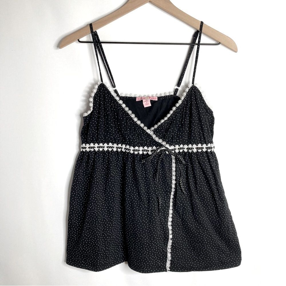 Y2K Dream Modes Tank Top Medium Black White Polka Dots